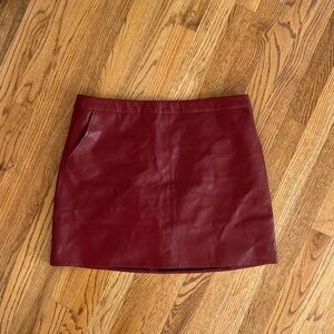 Red Faux Leather Skirt
